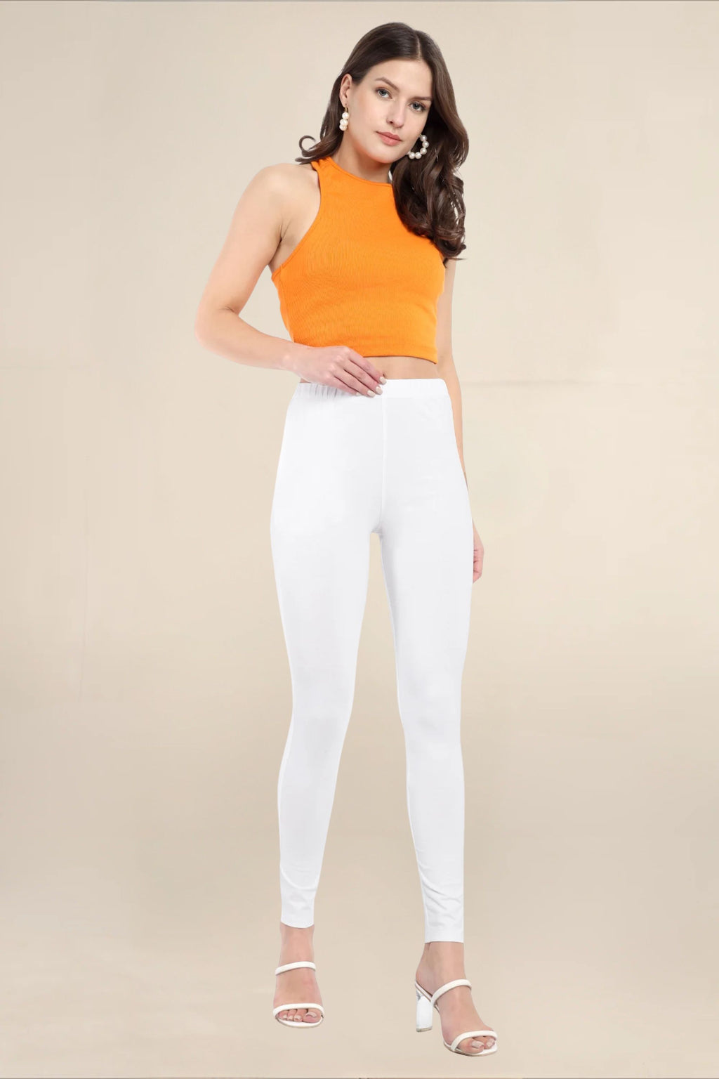 Women White Regular Legging