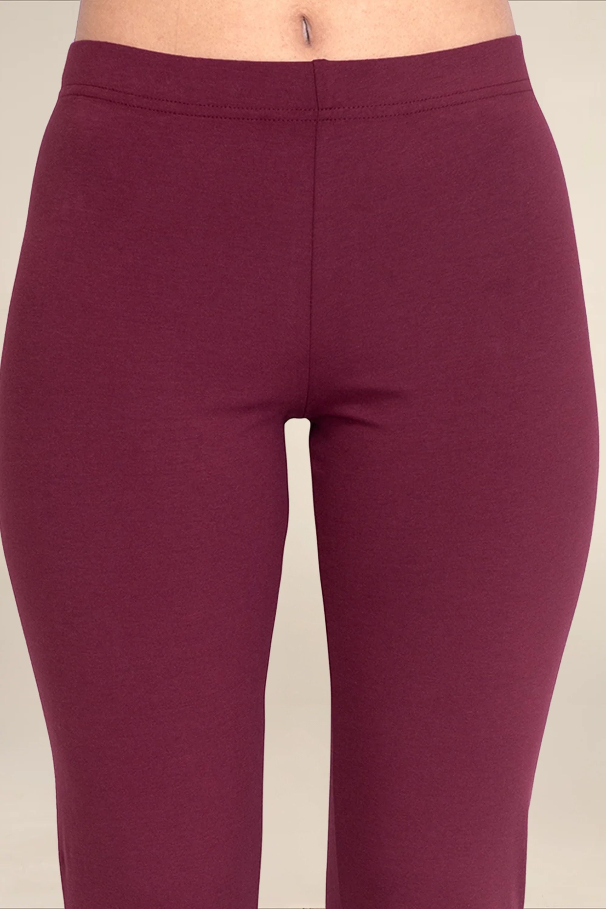 Women Burgandy Breathable Long Length Legging