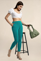 Women Light Jade Green Ankle Length Legging