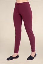 Women Burgandy Breathable Long Length Legging