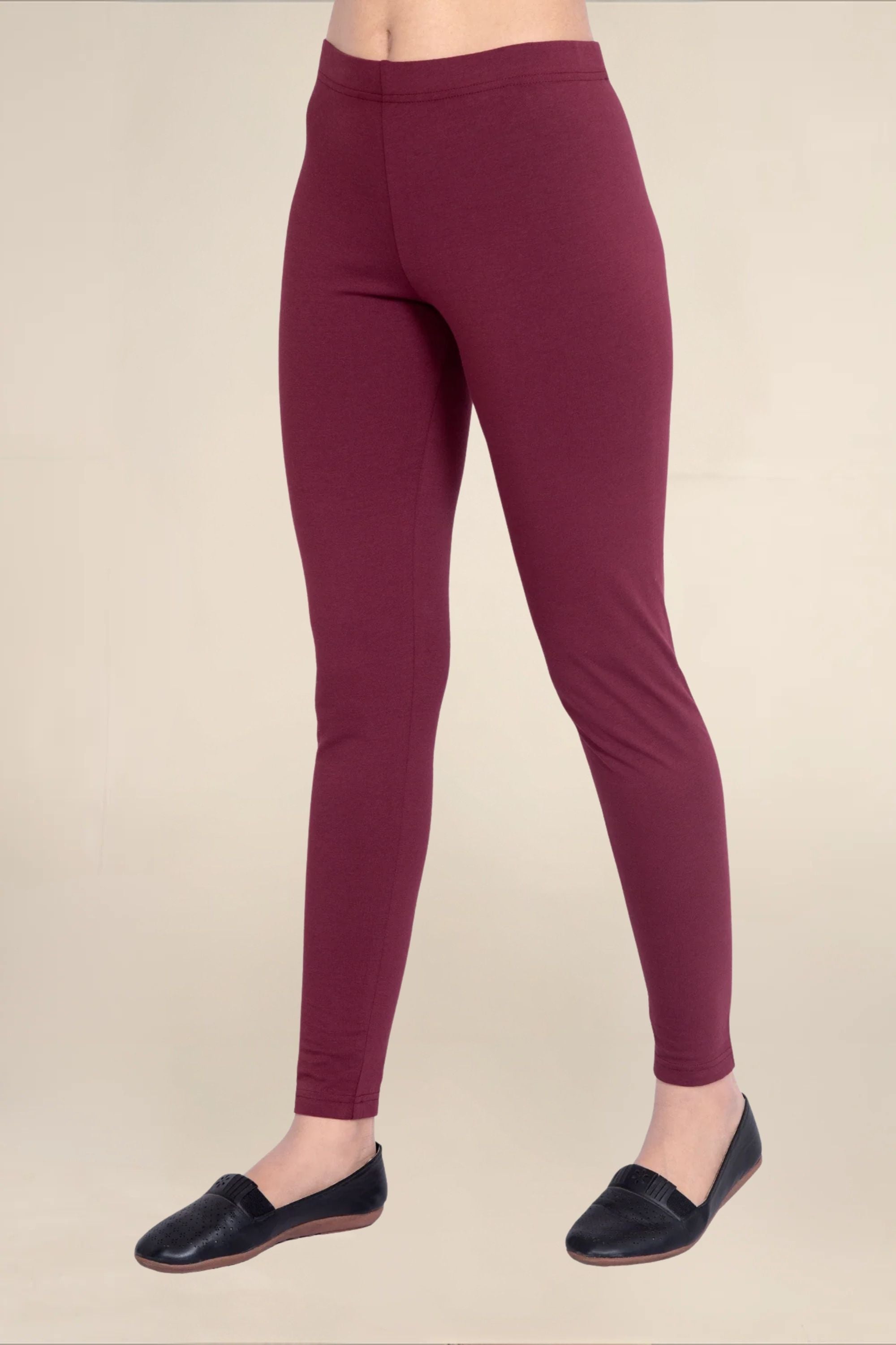 Women Burgandy Breathable Long Length Legging