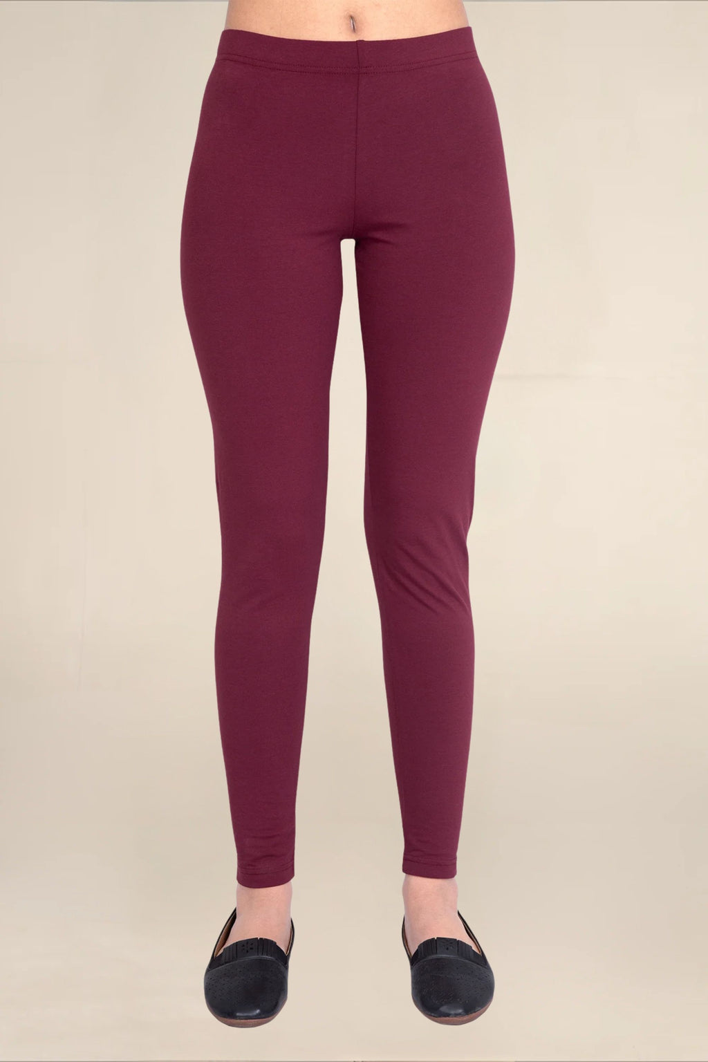 Women Burgandy Breathable Long Length Legging
