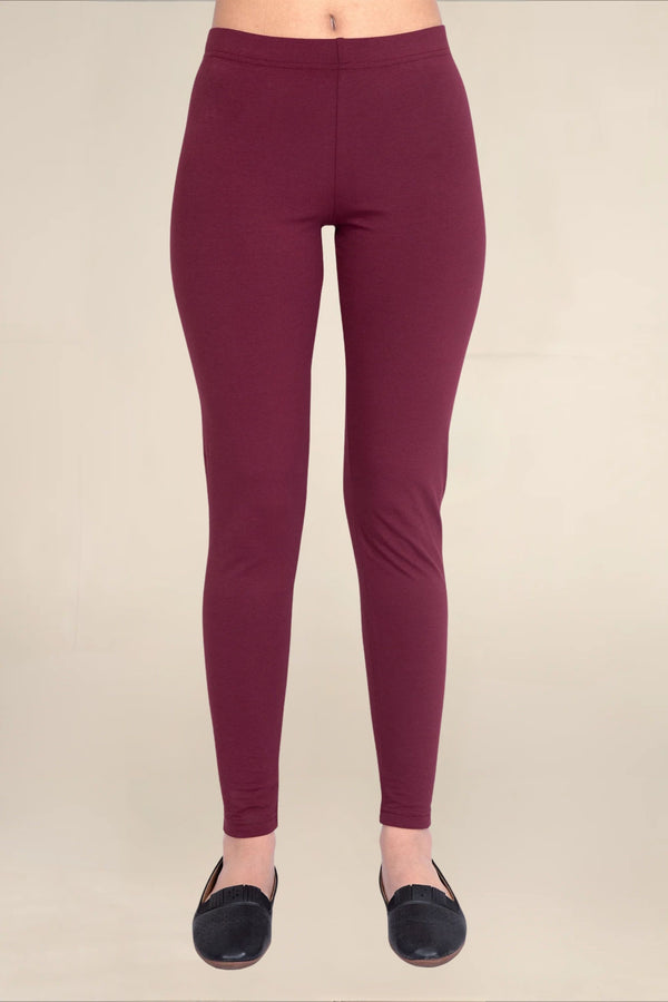 Women Burgandy Breathable Long Length Legging