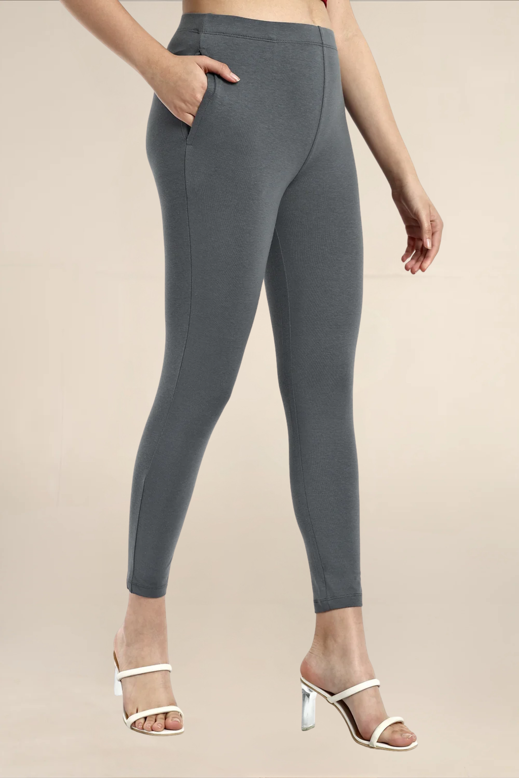 Women Fossil Grey Ankle Length Legging