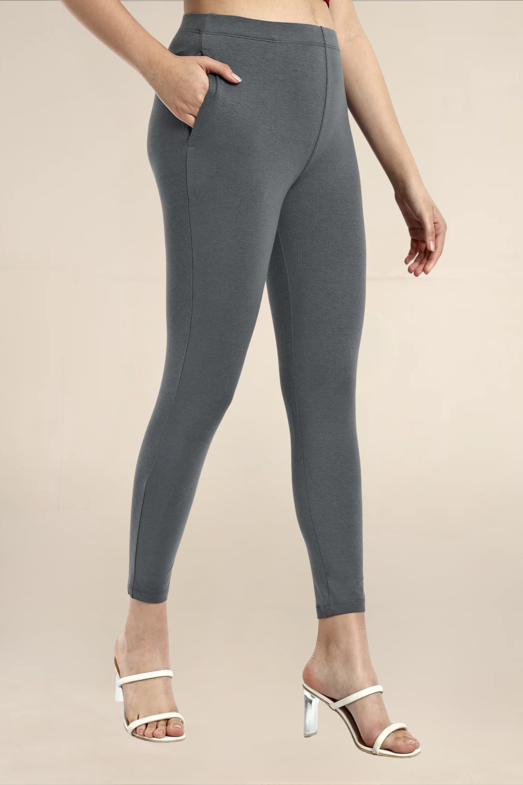 Women Fossil Grey Ankle Length Legging
