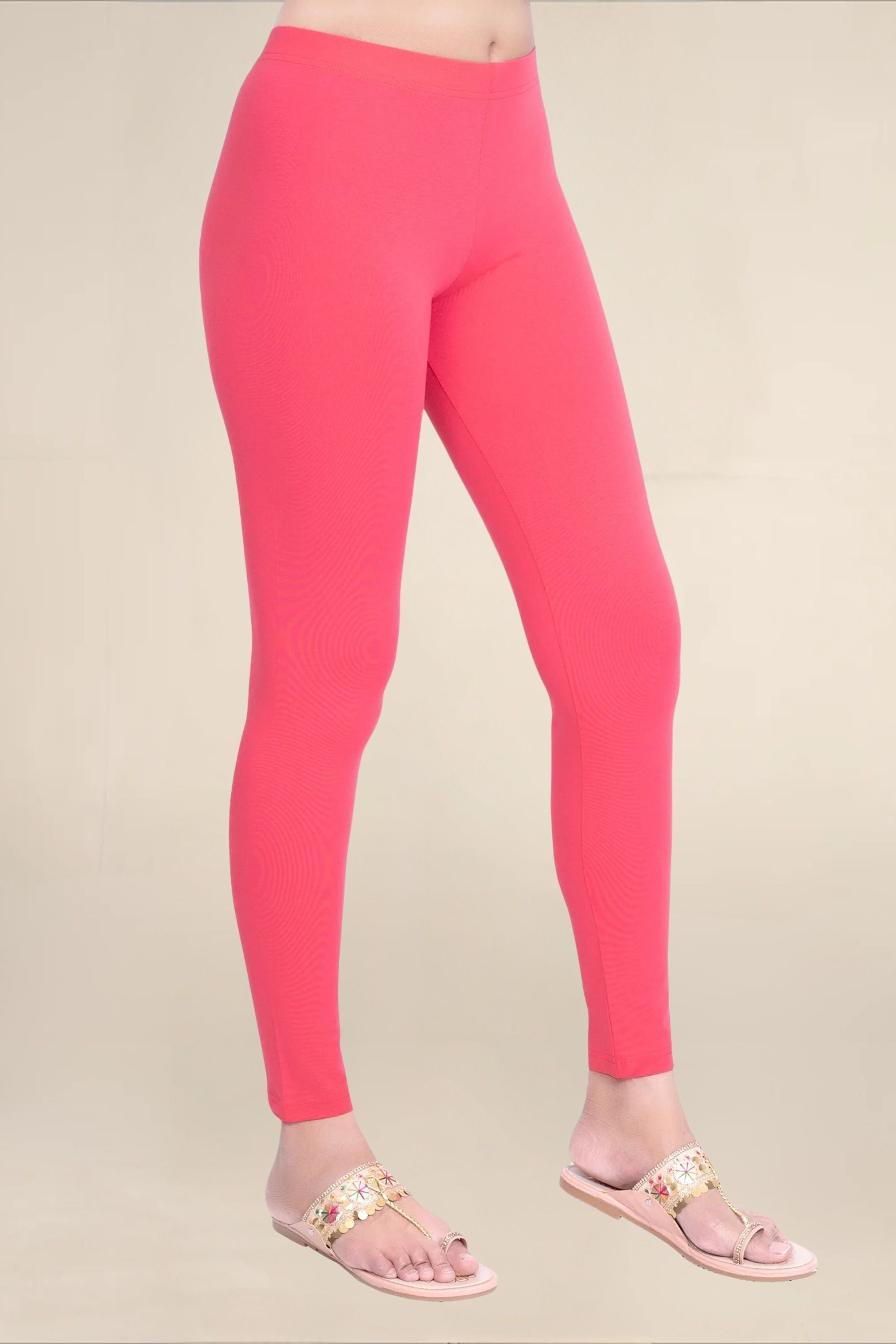 Women Bubblegum Pink Breathable Long Length Legging