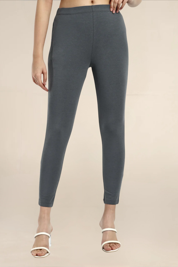 Women Fossil Grey Ankle Length Pocket Legging