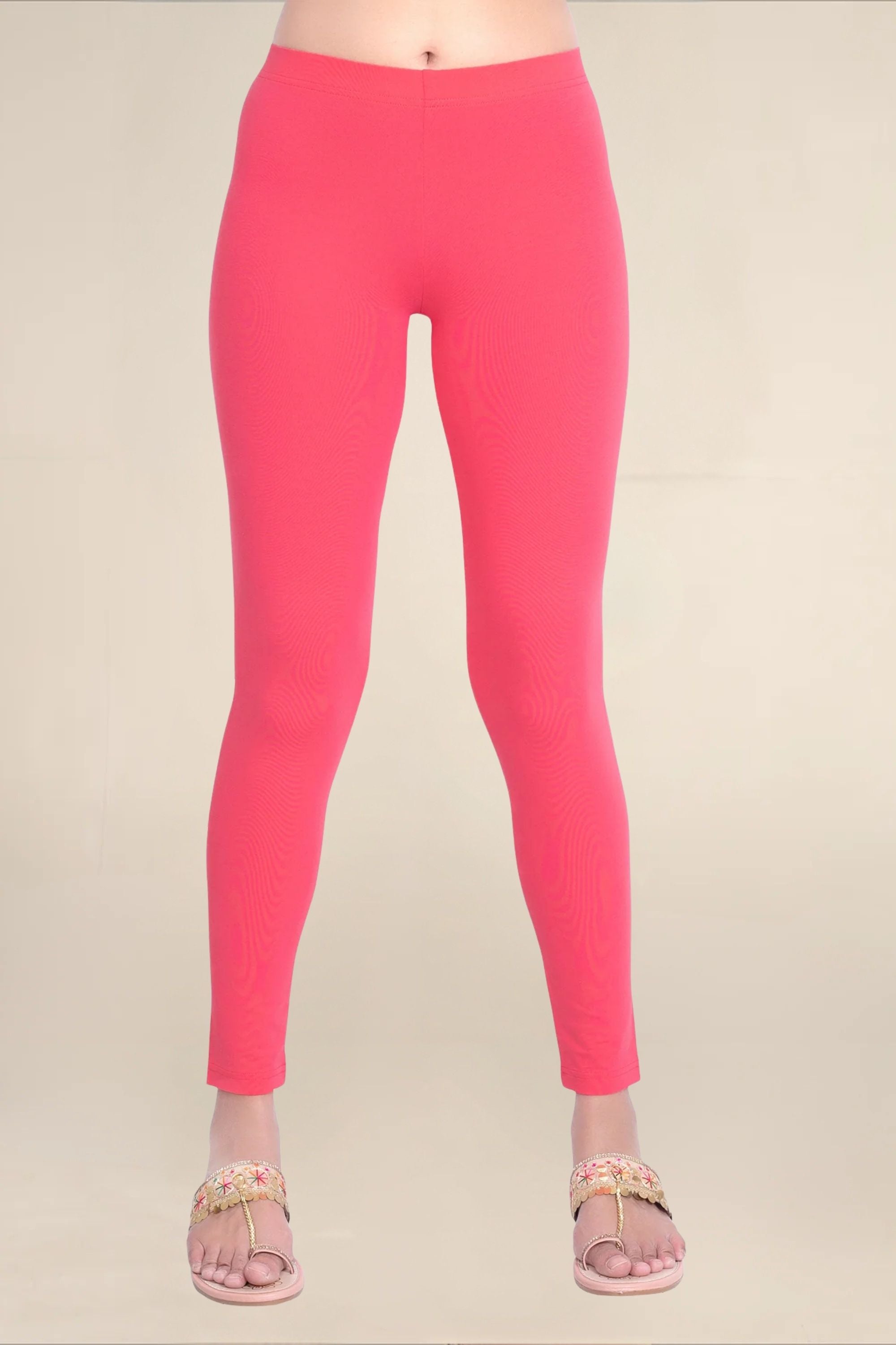 Women Bubblegum Pink Breathable Long Length Legging