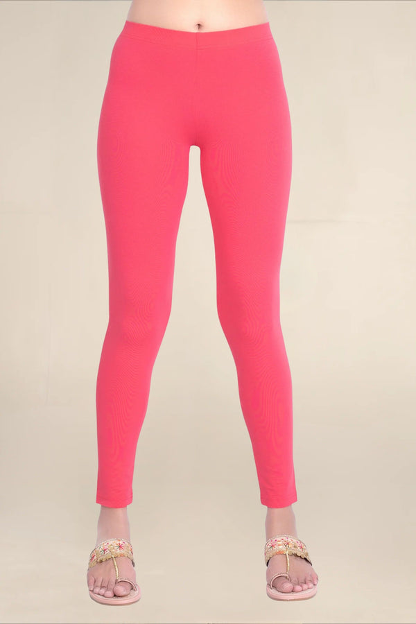 Women Bubblegum Pink Breathable Long Length Legging