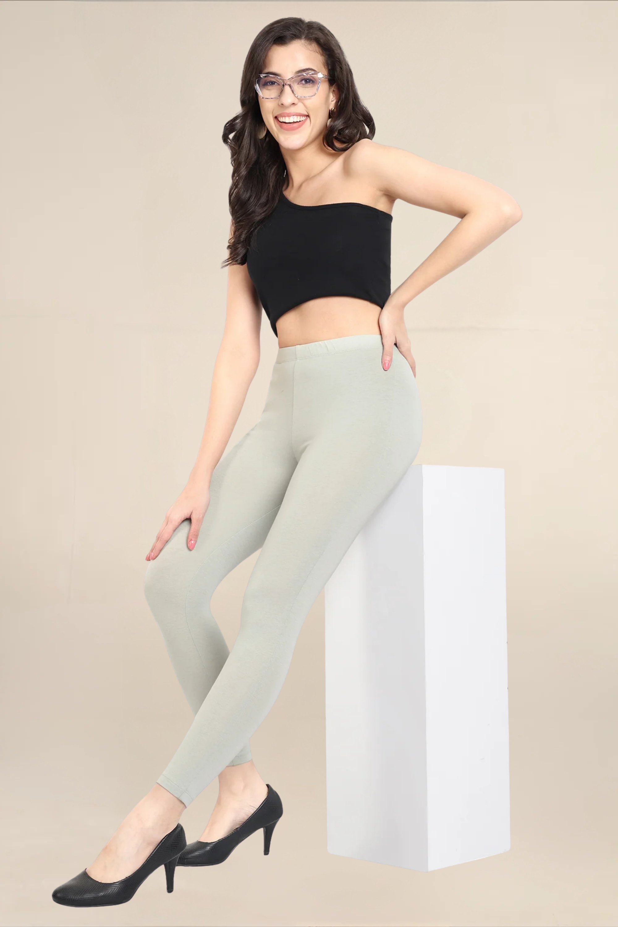 Women Fog Grey Ankle Length Legging