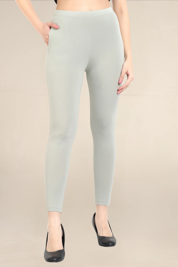 Women Fog Grey Ankle Length Pocket Legging