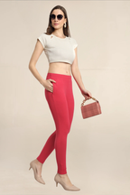 Women Bright Fuchsia Ankle Length Legging