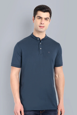 MENS SOLID NAVY PURE COTTON POLO TSHIRT