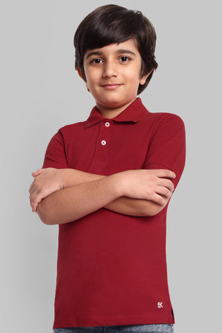 Boys Classic Cotton Polo T-Shirt Red