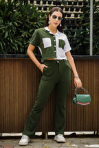 Womens Shirt Pant Western Set Green