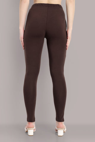WOMENS DEEP BROWN REGULAR LENGTH POCKET LEGGING