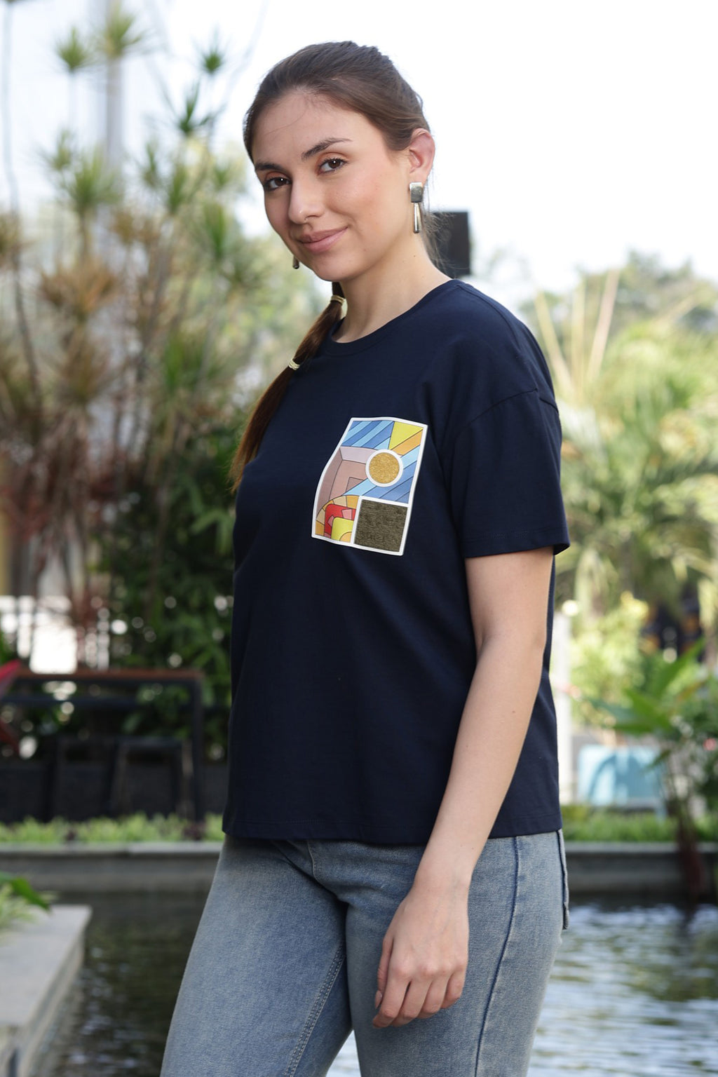 ONE SKY Women’s 100% Cotton Half Sleeve T-Shirt – Round Neck Graphic Print Top, Casual Pull-On Tee, Machine Washable