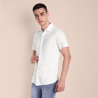 Men White Semi Casual Shirt