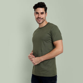 Men Military Olive Round Neck T-Shirt