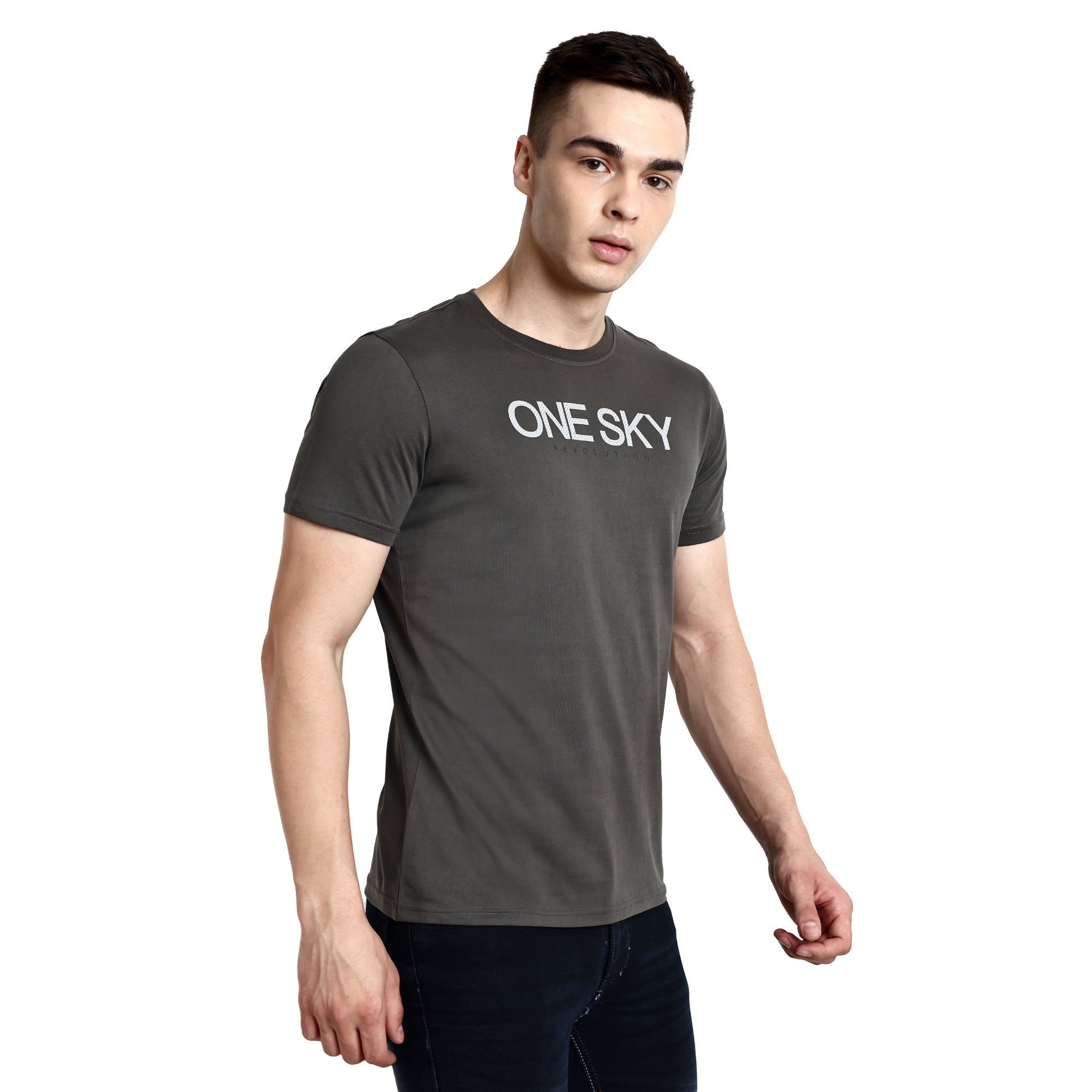 Men Elephant Round Neck T-Shirt