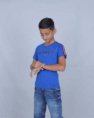 Boys Royal Printed Round Neck T-Shirt