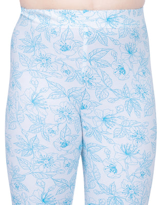 GIRLS SCUBA BLUE FLORAL PRINT LEGGING