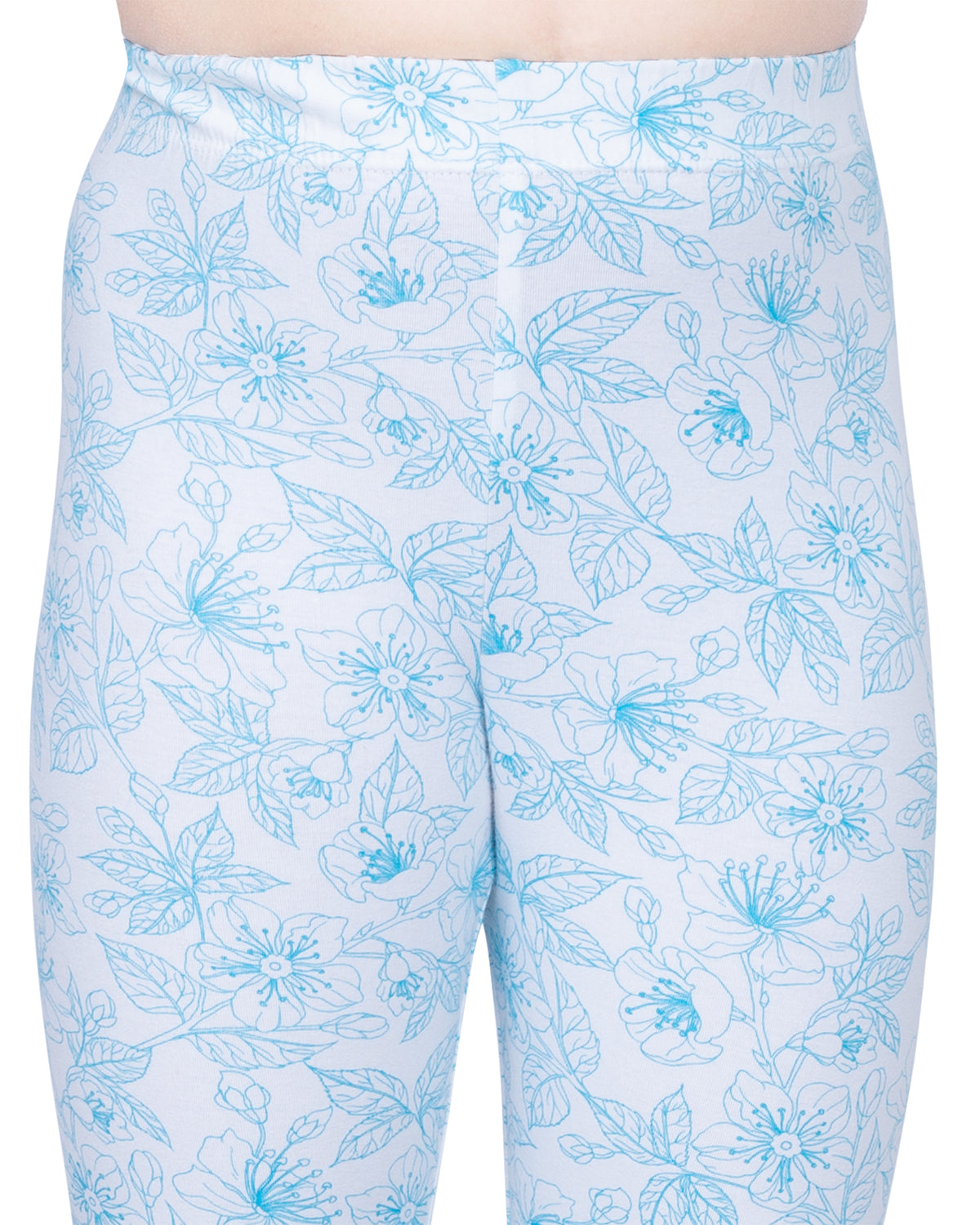 GIRLS SCUBA BLUE FLORAL PRINT LEGGING