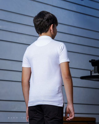 MENS PURE COTTON WHITE POLO TSHIRT