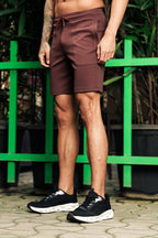 ONE SKY Men’s Solid Cotton Blend Shorts | Mid Rise Casual Shorts with Drawstring | 2 Pockets | Machine Wash