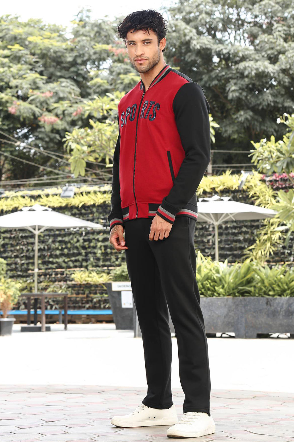 Men’s Colorblock Tracksuit Set | Stand Collar Zip-Up Jacket & Drawstring Joggers | Cotton Blend | Mid-Rise | Long Sleeves | 4 Pockets | Casual Athleisure Sportswear