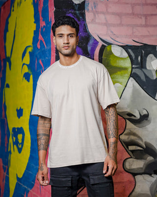 Men's Round Neck Grey Oversized T-shirt