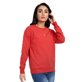 Women Classic Red Pure Cotton Sweatshirt