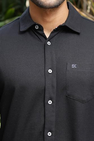 Men Solid Formal Black Shirt