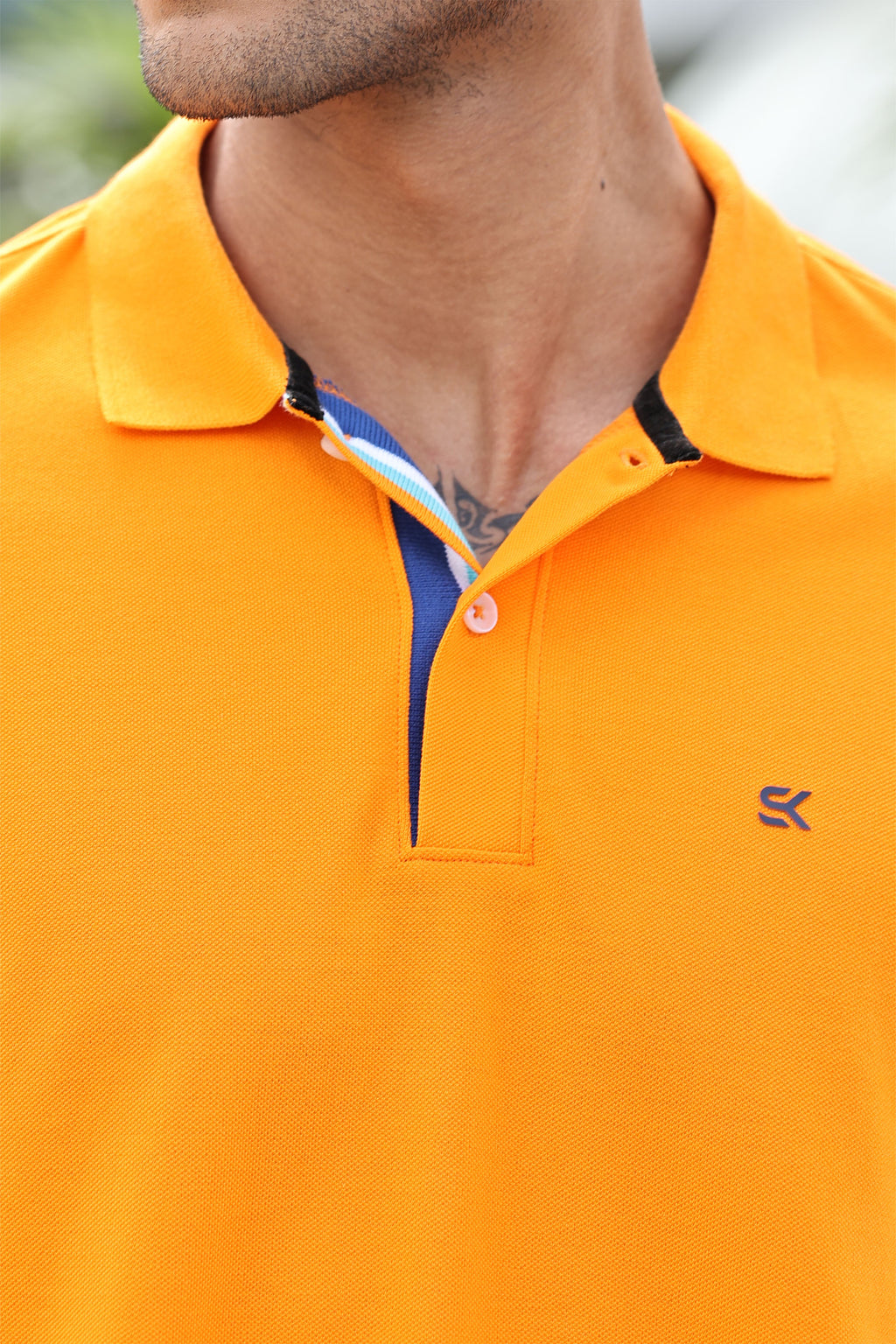 Men's Pure Cotton Polo T-shirt with Multicolor Piping