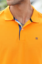Men's Pure Cotton Polo T-shirt with Multicolor Piping