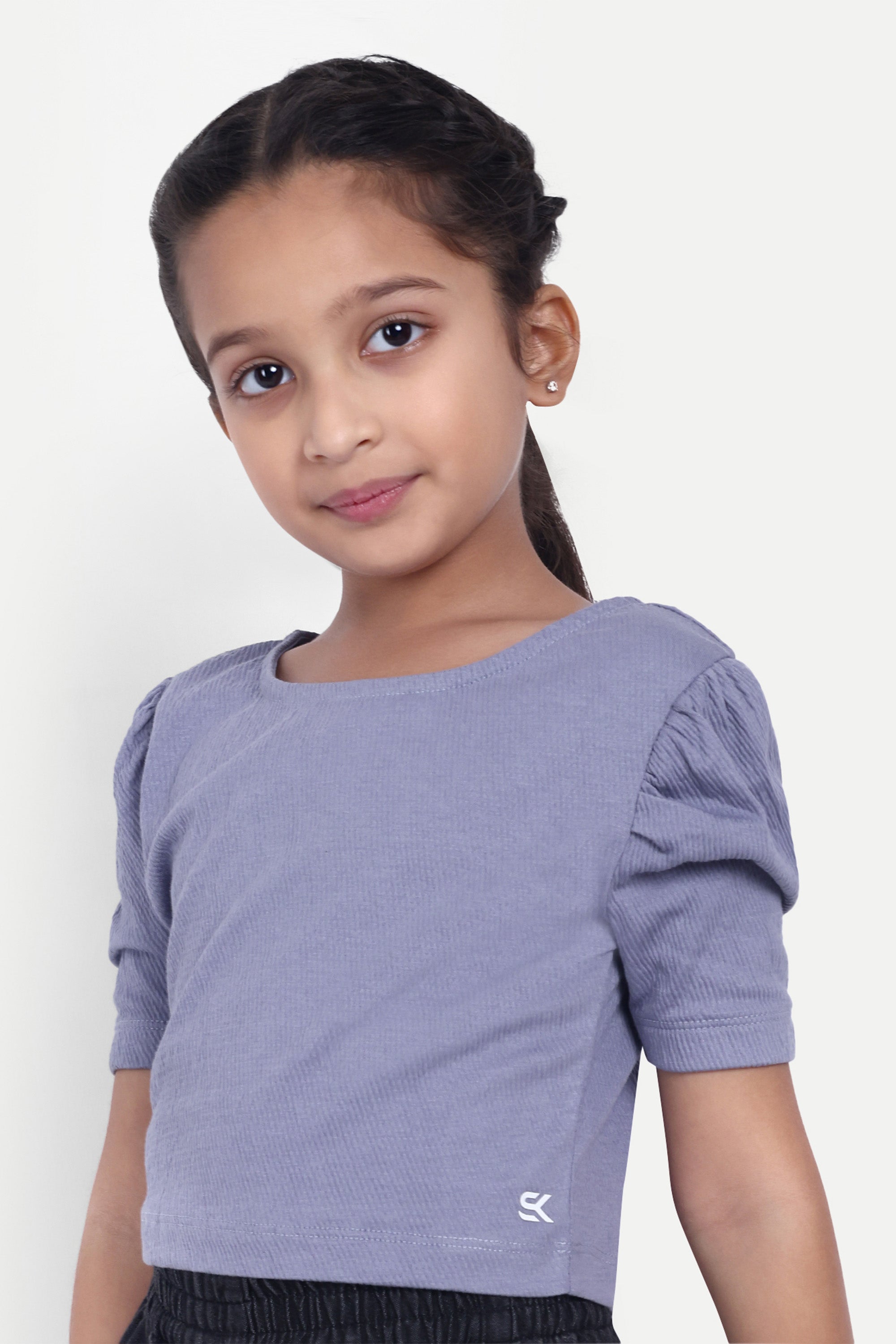 Girls' Cotton Blend Solid Top – Stylish Daily Wear