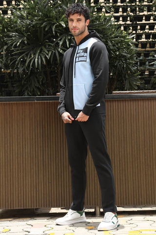 Men’s Colorblock Tracksuit Set | Hooded Zip-Up Jacket & Drawstring Joggers | Cotton Blend | Mid-Rise Flat Front | 4 Pockets | Long Sleeves | Casual Athleisure Sportswear