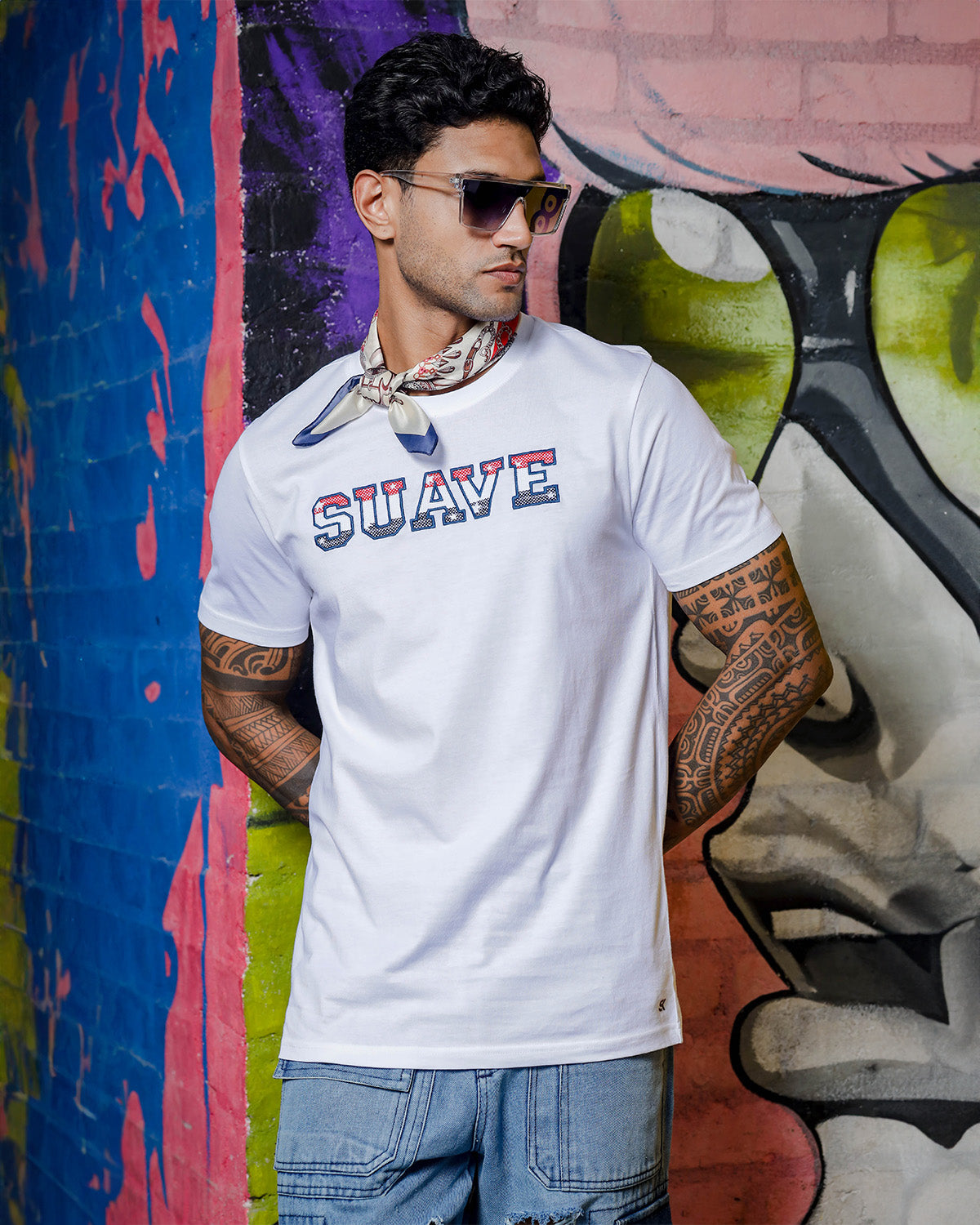 Men's White Color "Suave" Embroidered Pure Cotton Tshirt