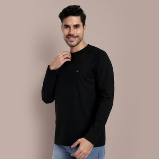 Men Black Round Neck T-Shirt