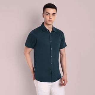 Men Navy Semi Casual Shirt
