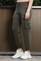 ONE SKY Women’s Cotton-Poly Track Pant – Solid Mid-Rise Drawstring Joggers with 6 Pockets, Casual Loungewear, Flat Front, Machine Washable