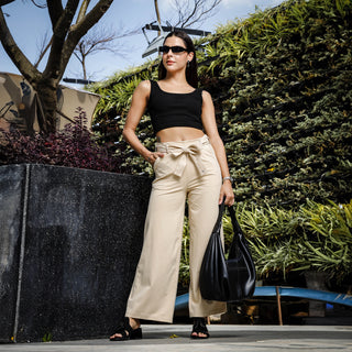 Womens High Waist Straight Fit Pant Cotton Blend Casual Trouser