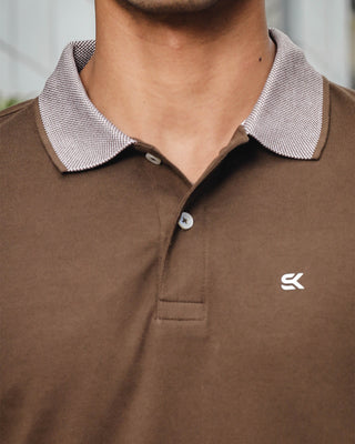 Men's Brown Pure Cotton Polo T-Shirt