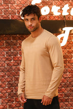 Men’s 100% Cotton Solid Full Sleeve T-Shirt | Round Neck Long Sleeve Casual Tee | Soft Breathable Fabric | Machine Washable