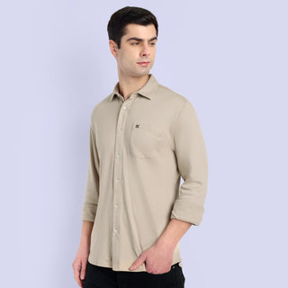 MENS PURE COTTON BEIGE FORMAL SHIRT