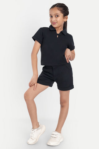 GIRLS BLACK BEAUTY SOLID CO-ORDS SET