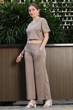ONE SKY Women’s 100% Cotton Half Sleeve Co-Ord Set – Solid V-Neck Top & Mid-Rise Slip-On Bottom, Casual 2-Piece Loungewear, Machine Washable