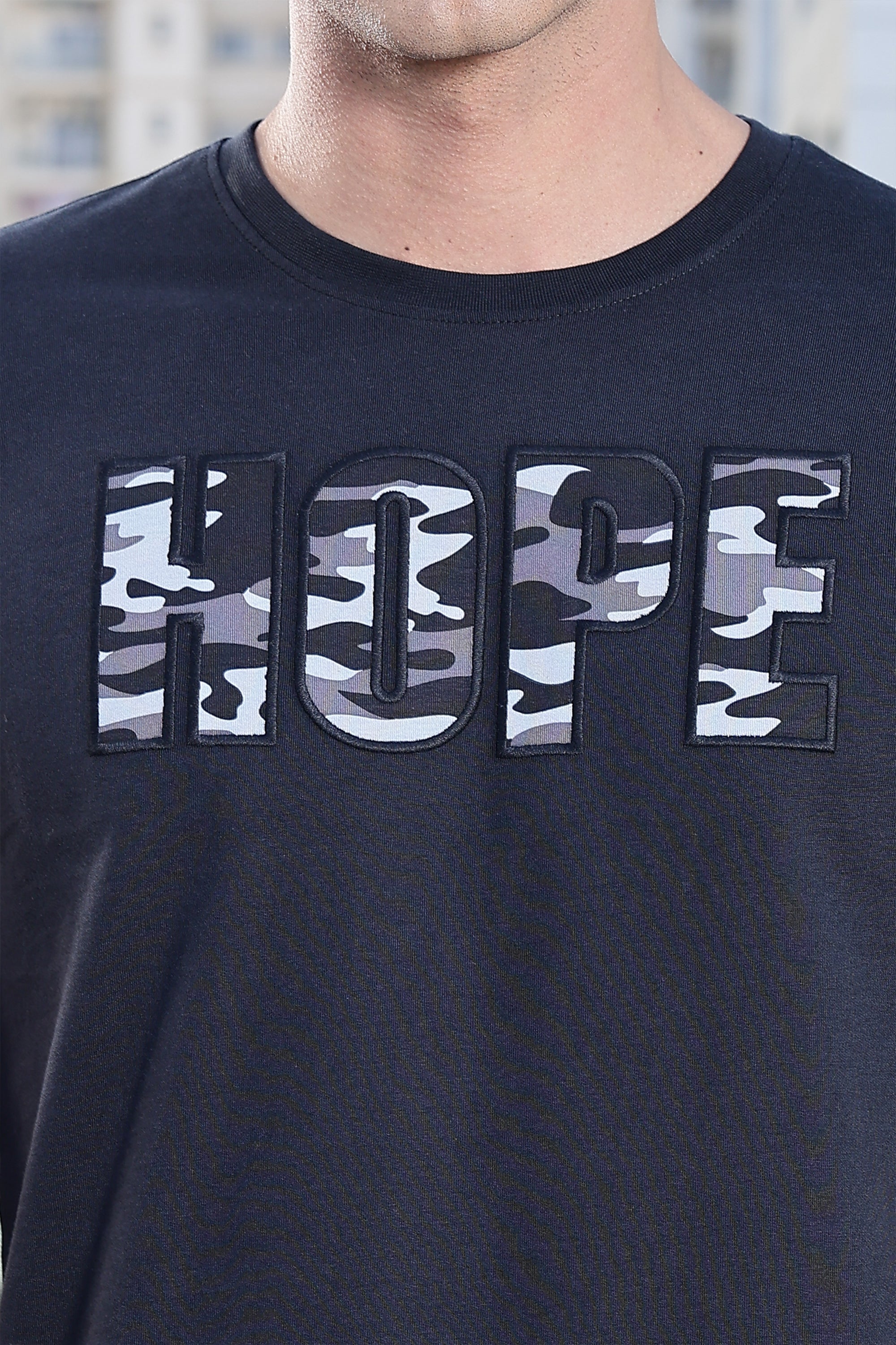 Men's 100% Cotton 'HOPE' Printed Round Neck T-shirt