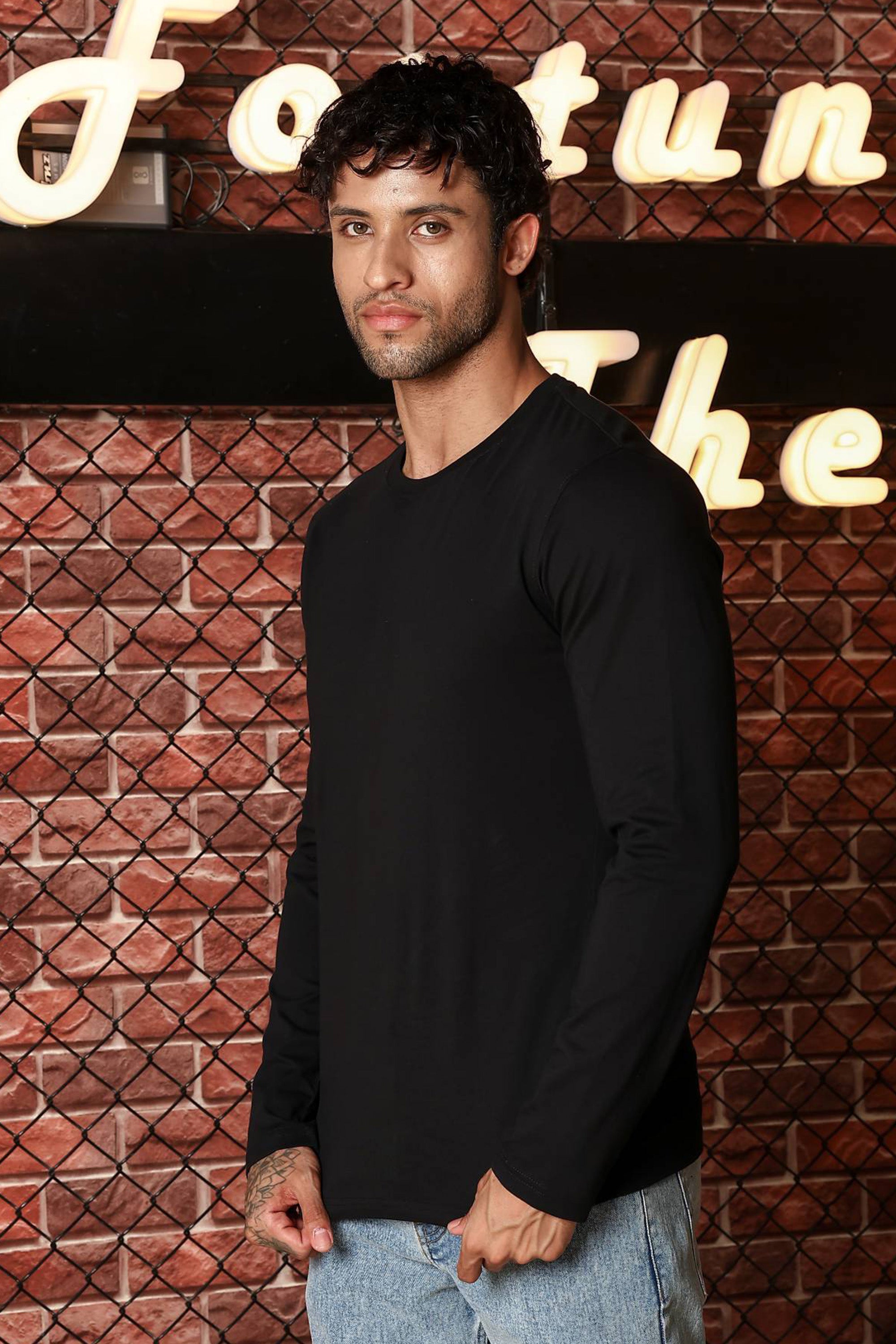 Men’s 100% Cotton Solid Full Sleeve T-Shirt | Round Neck Long Sleeve Casual Tee | Soft Breathable Fabric | Machine Washable