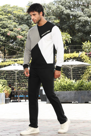 Men’s Colorblock Tracksuit Set | Round Neck Long Sleeve Top & Slip-On Joggers | Cotton Blend | Mid-Rise Flat Front | 3 Pockets | Casual Athleisure Wear